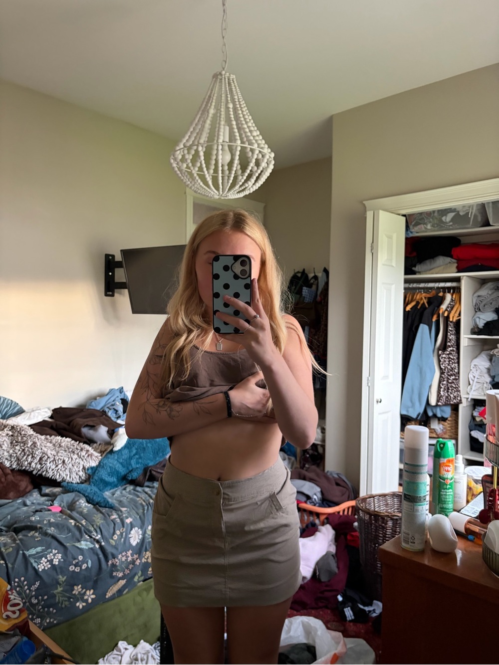 Avia Khaki Beige High-Rise Mini Skirt